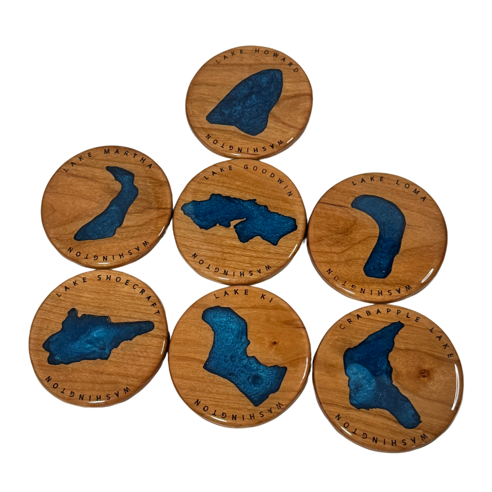 7 Lakes Single Coasters - Small Text