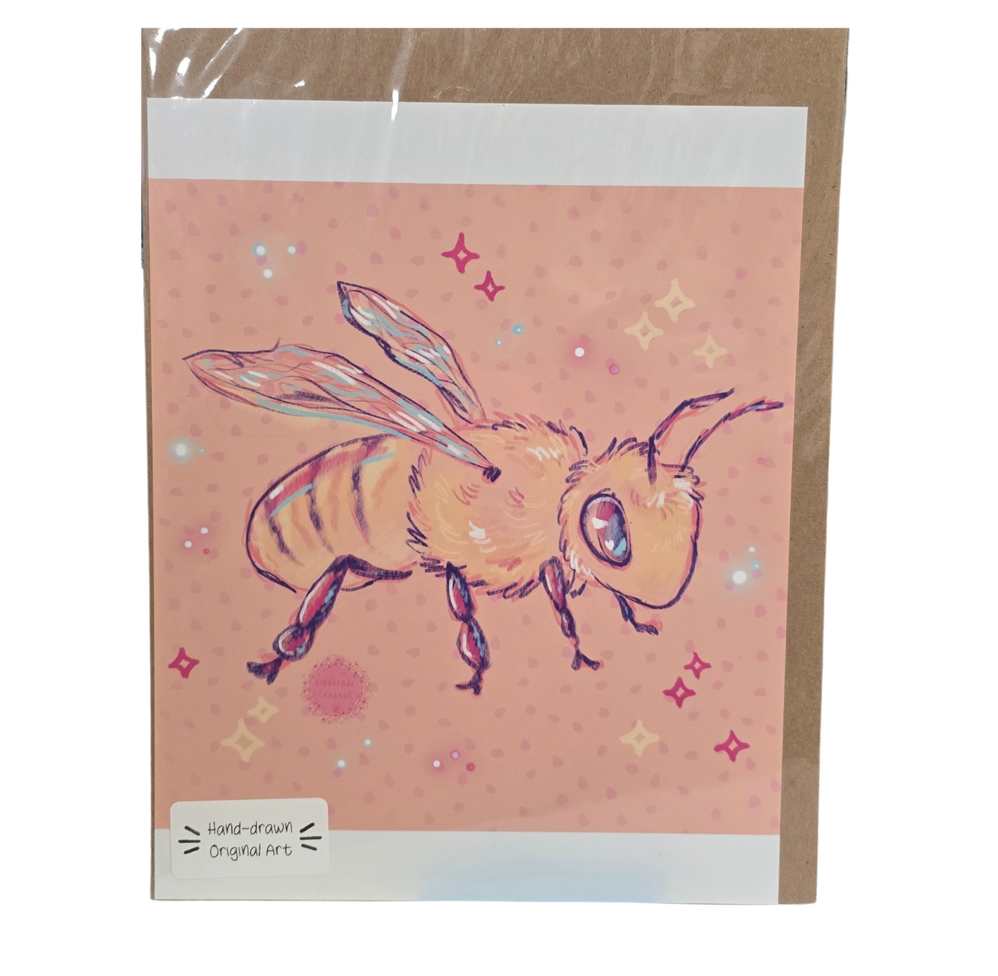 Honey Bee Print 4x6 Hand Drawn Original Art