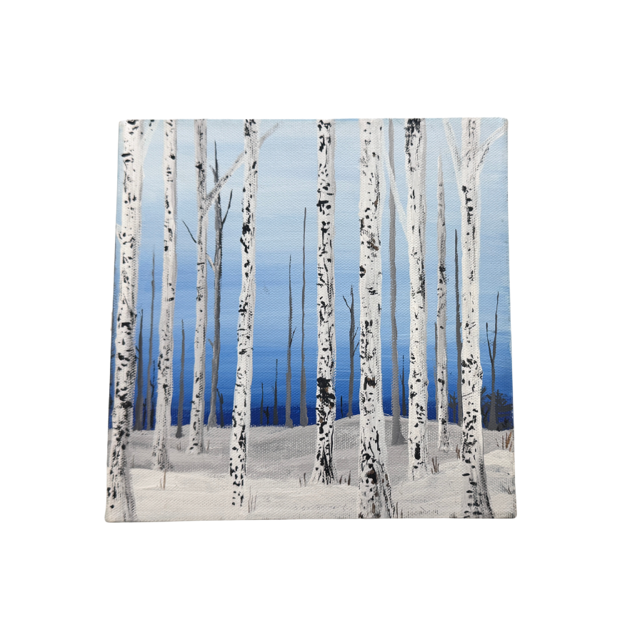 Birch Wood Painting in Acrylic - 8x8