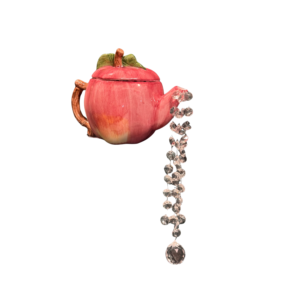 Red Apple Teapot | Ceramic/Crystal Art by My Crystal Garden