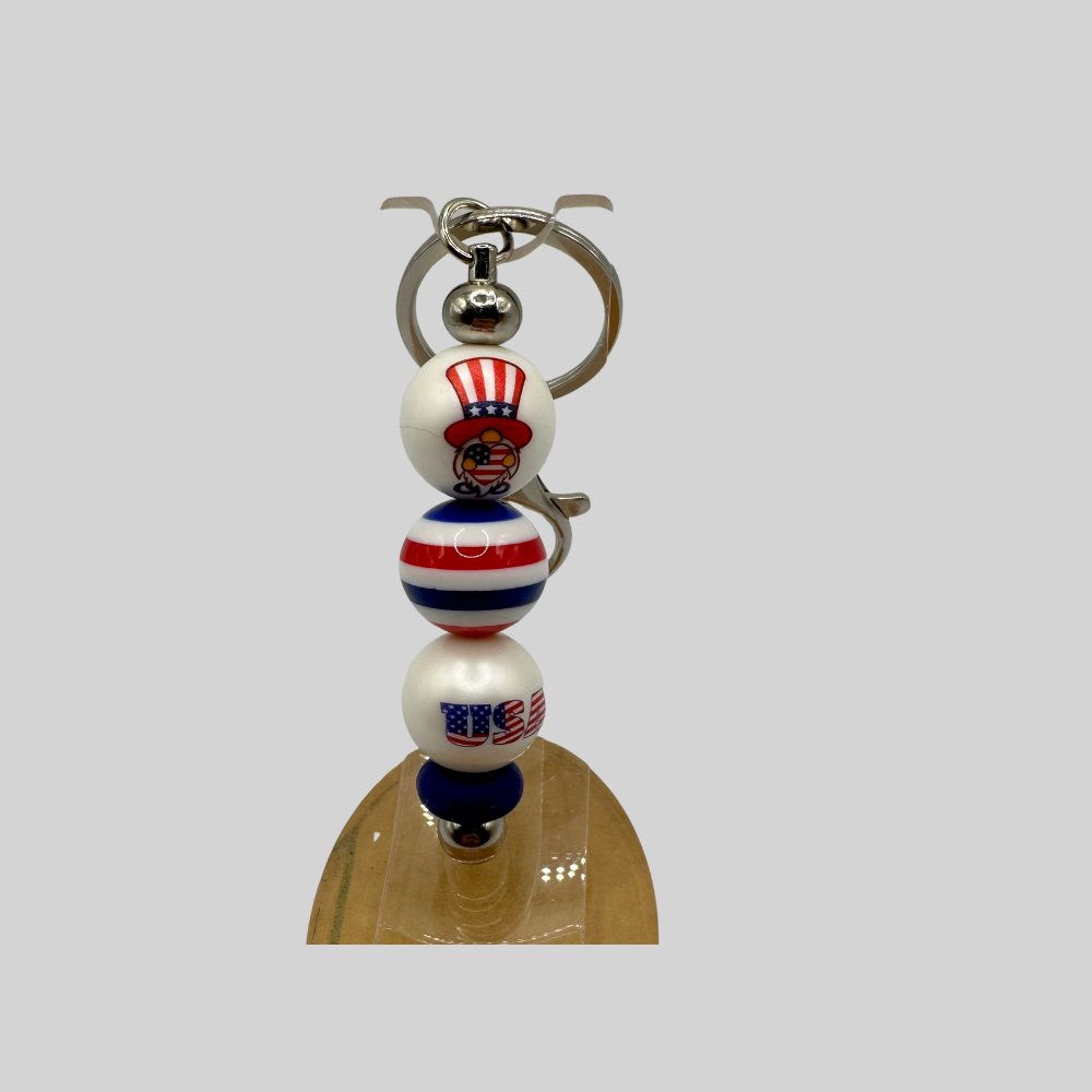 Beaded Keychain - USA Gnome