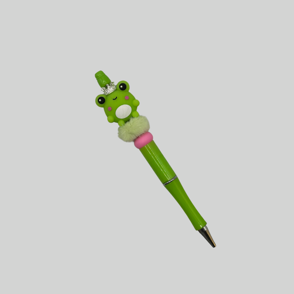 3D Frog Beaded Pen - Includes Plastic Case & Ink Refill