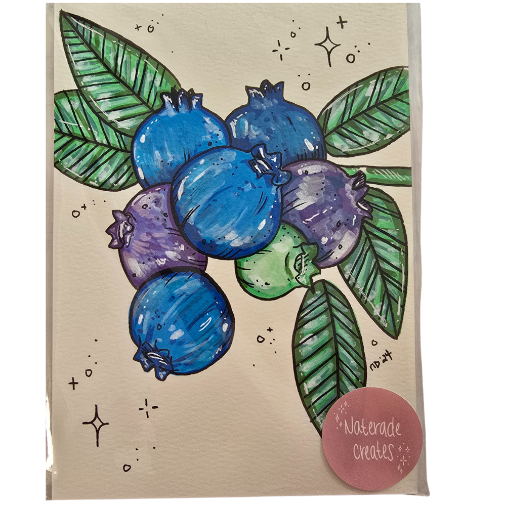 Blueberries 5x7 Hand Drawn Original Art