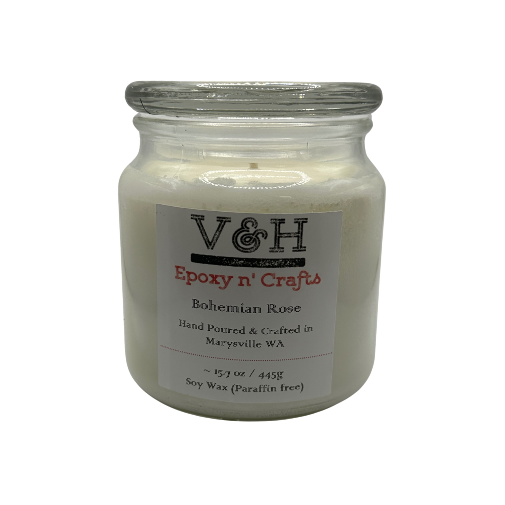 Bohemian Rose | Premium 17oz Soy Candle | Hand-Poured in Glass