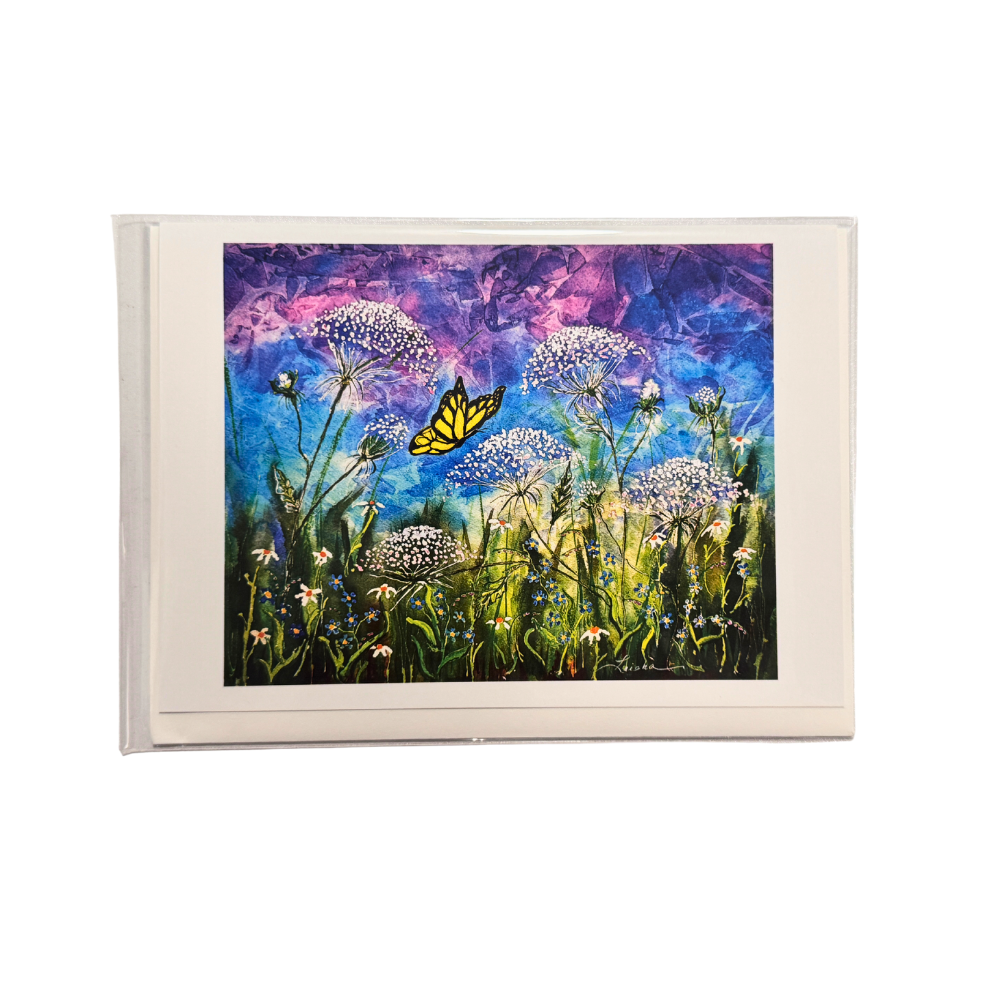 Butterflys in Queen Anne's Lace - Original Artwork Greeting Card