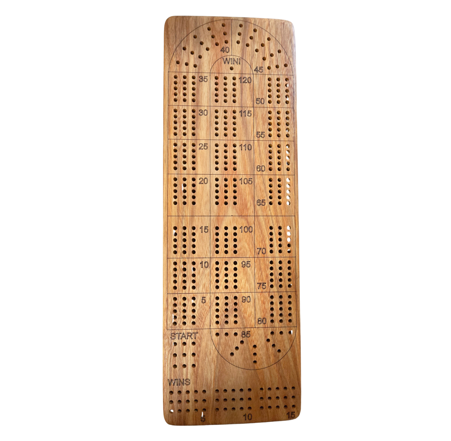 Wooden Cribbage Board - Handcrafted - Includes Pegs & Pack of Cards
