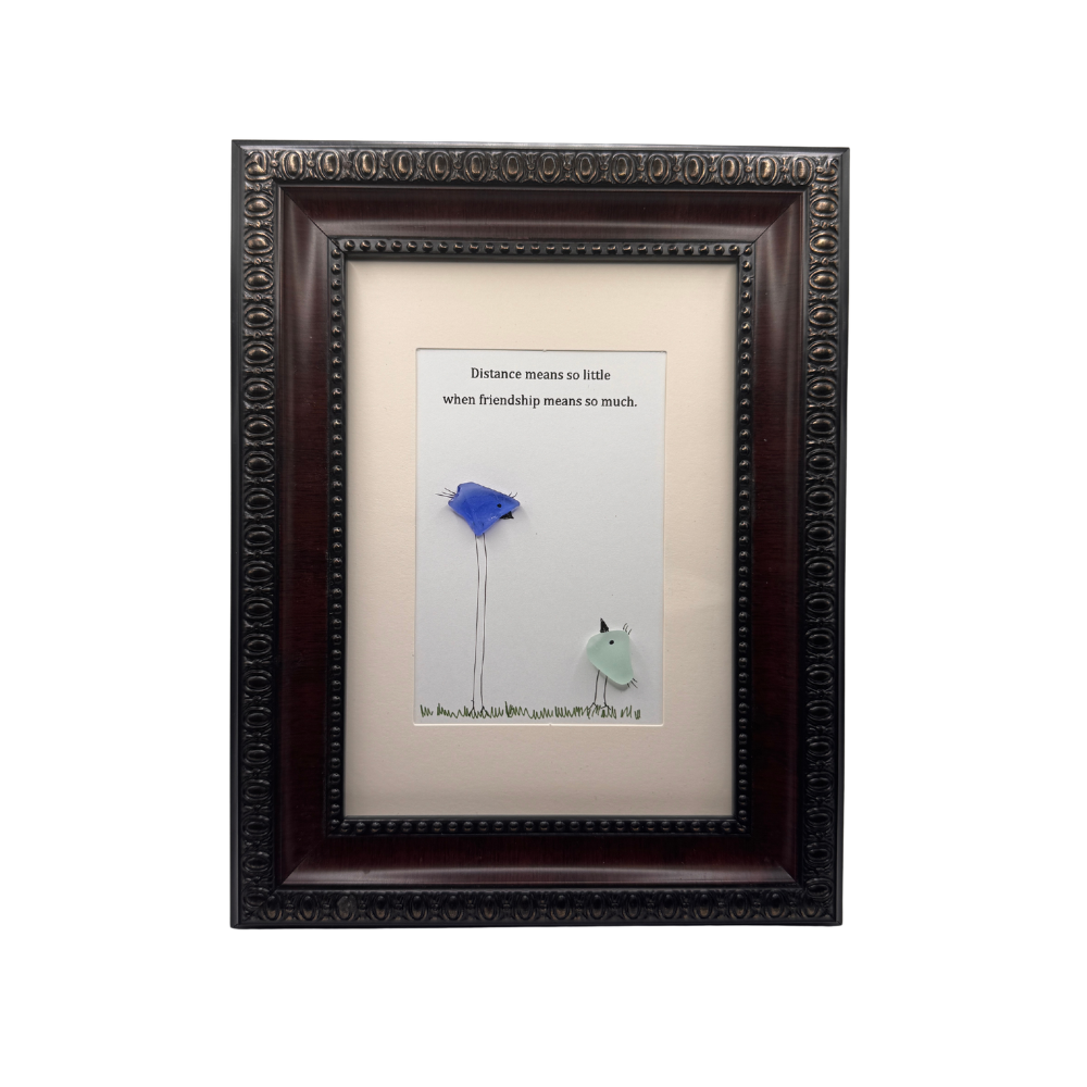 Distance Mean So Little When Friendship Means So Much - Sea Glass Framed Art
