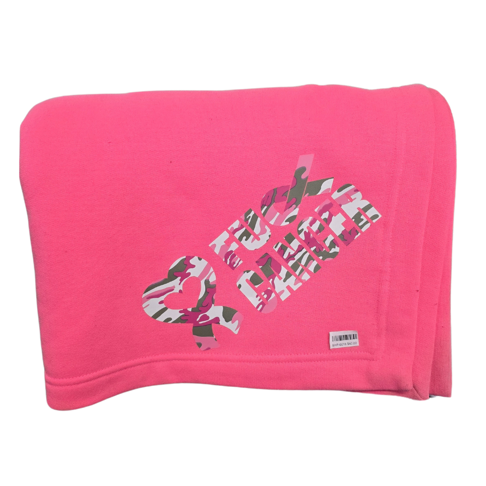 F*** Cancer Fleece Blankets Pink Camo