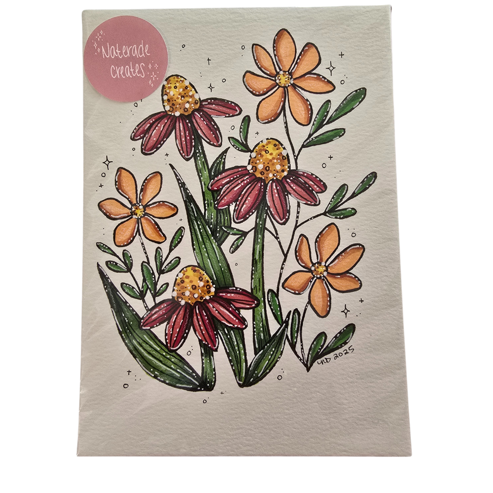 Flowers 5x7 Hand Drawn Original Art