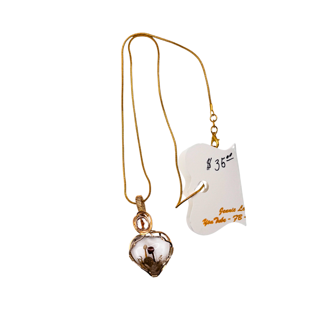 Wire-Wrapped Mushroom Pendant Necklace - Multiple Variants Available