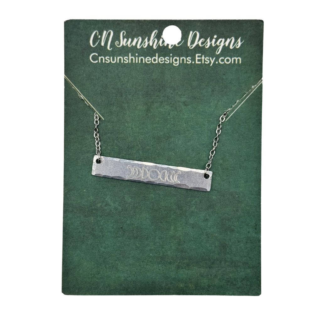 Aluminum Bar Necklaces - Hand Stamped - Multiple Designs Available