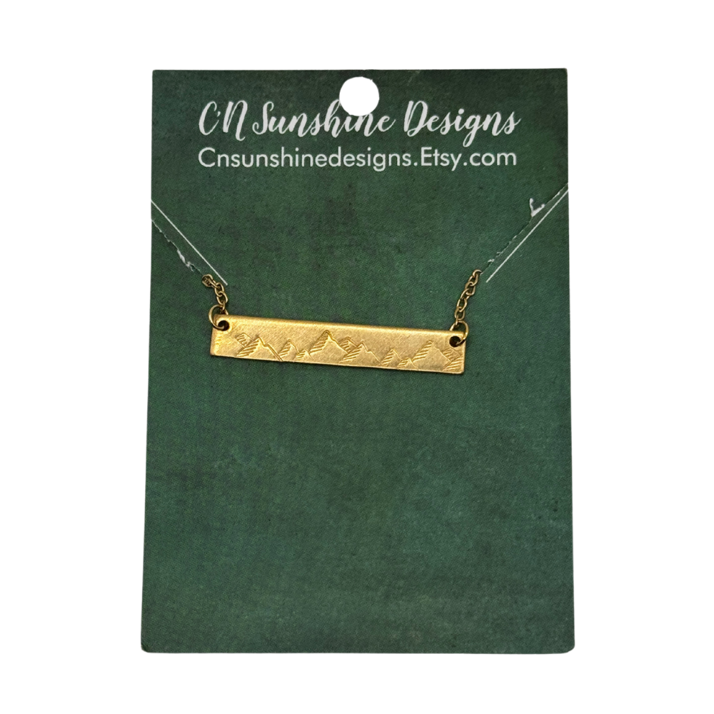 Brass Bar Necklaces - Hand Stamped - Multiple Designs Available