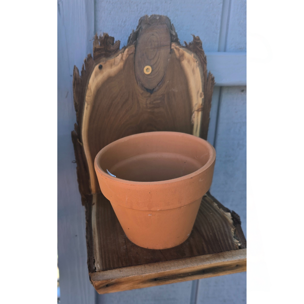 Wooden Fence Post Planter - Decorative Terra Cotta Pot Holder for Garden Posts