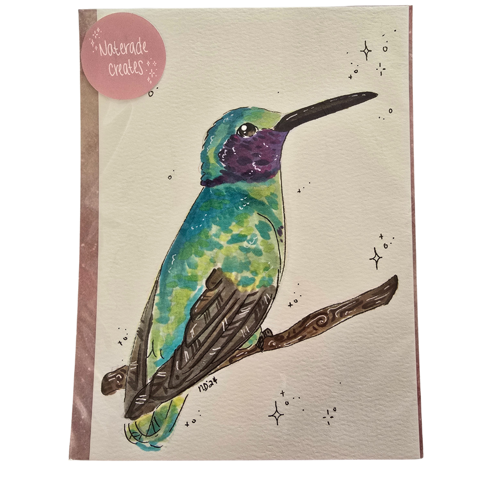 Hummingbird 5x7 Hand Drawn Original Art