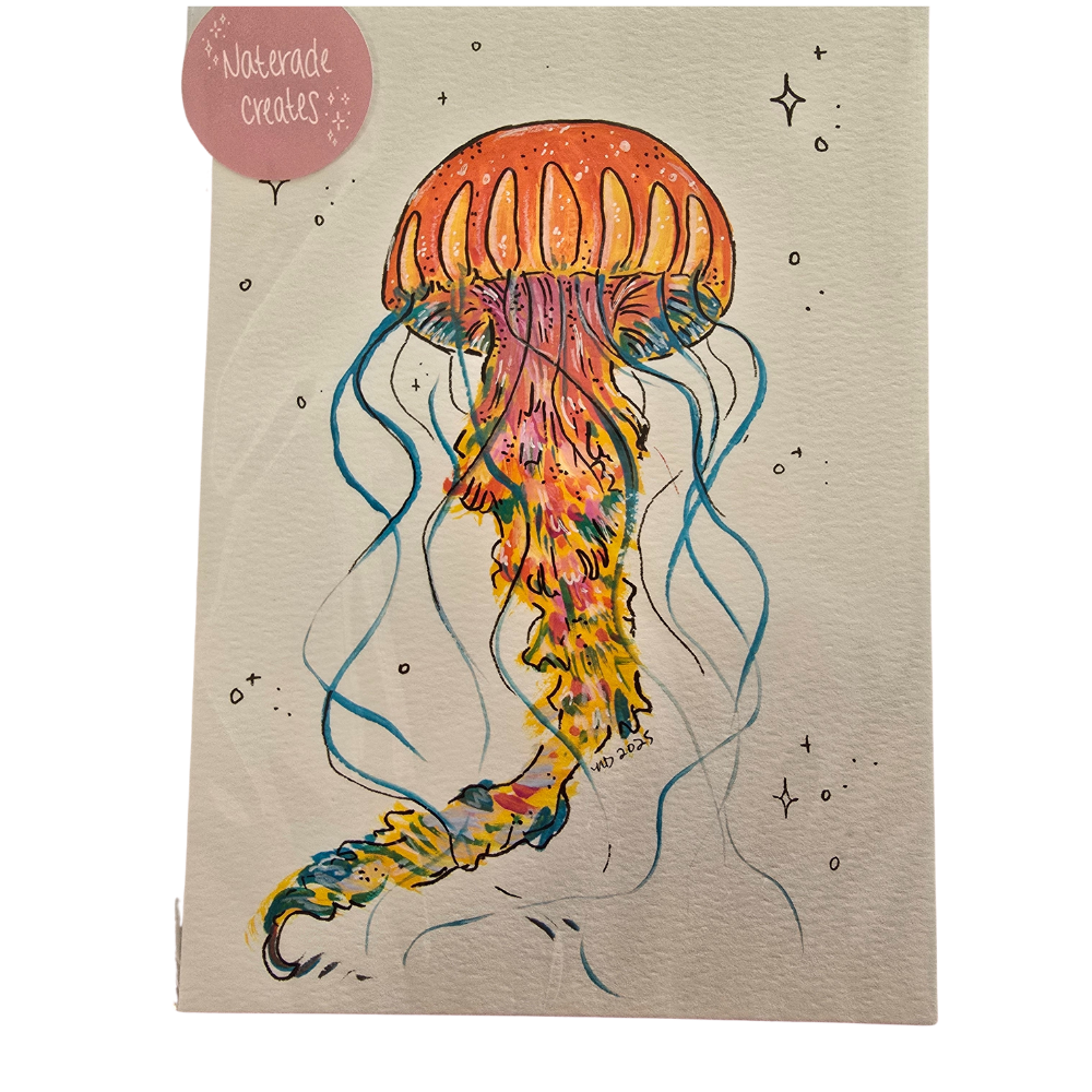 Jellyfish 5x7 Hand Drawn Original Art