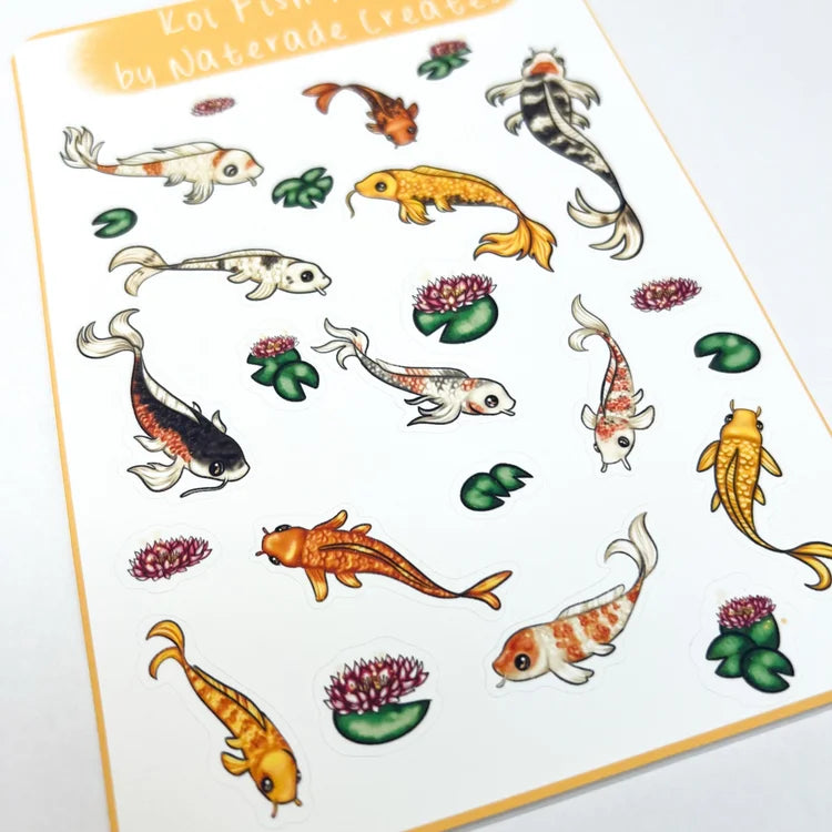 Koi Fish Sticker Sheet - Original Artwork by Naterade Creates