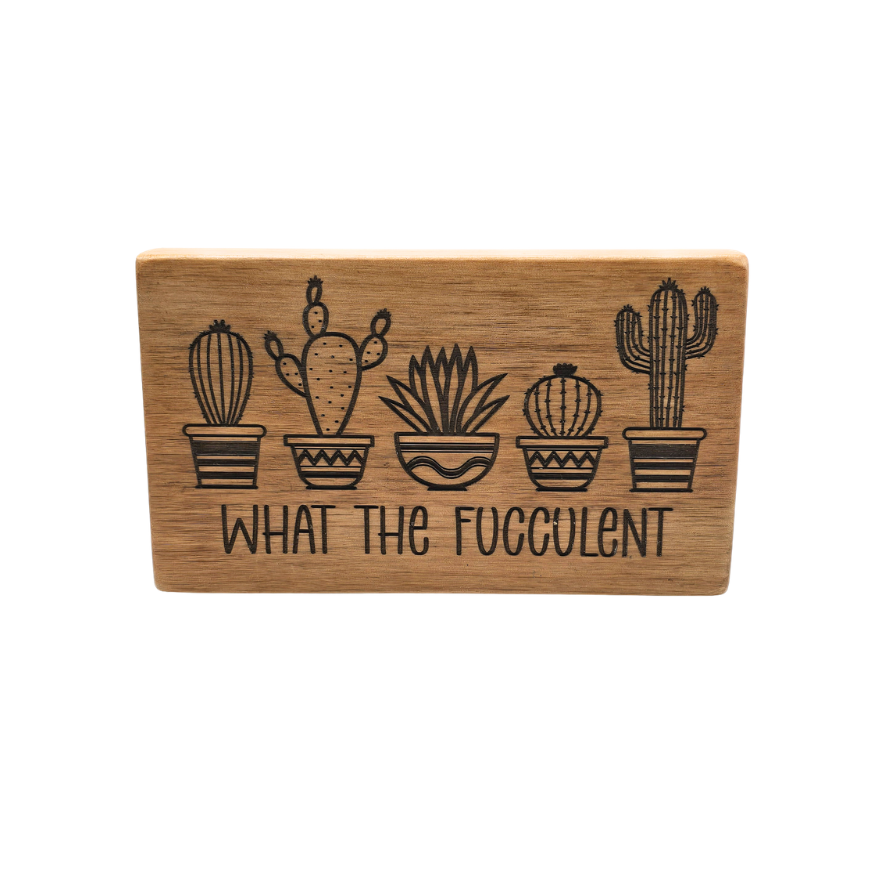 Medium Laser Engraved Wood Block — Decorative Shelf Art — Multiple Designs Available
