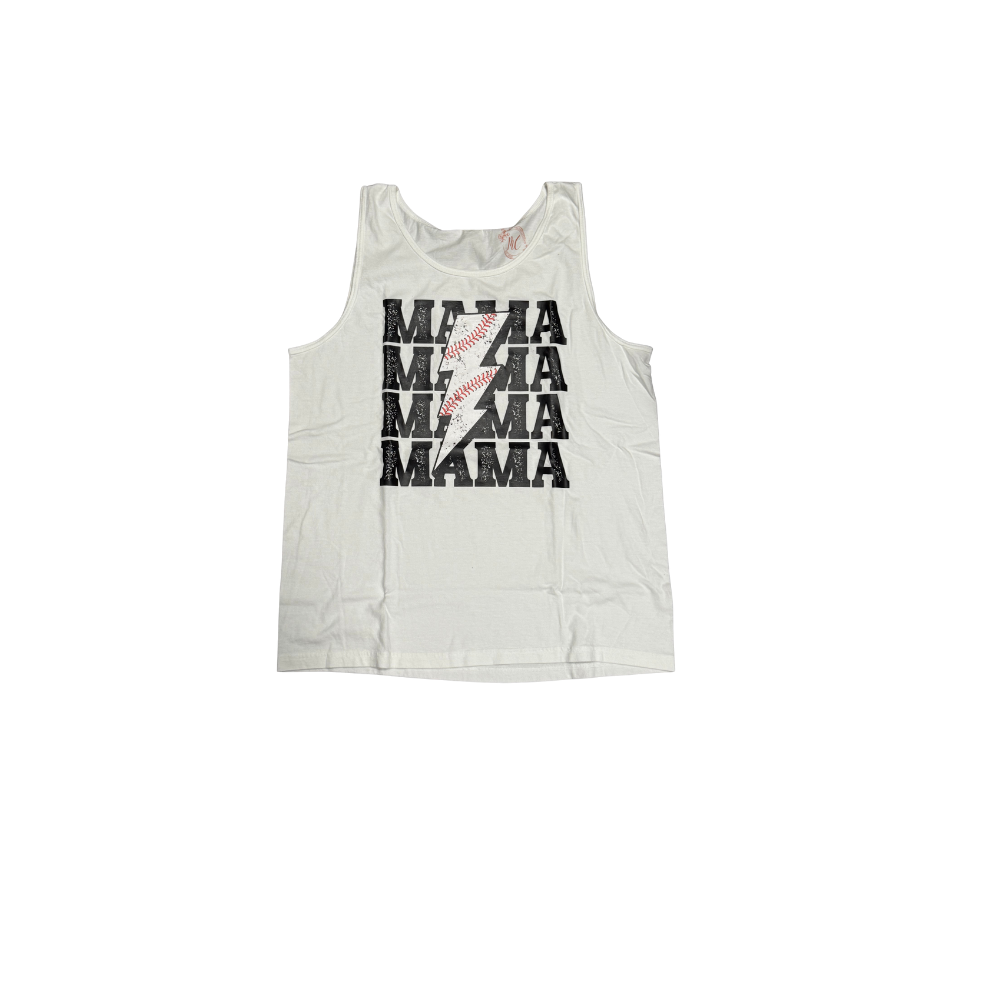 Baseball Mama White Tank Tops
