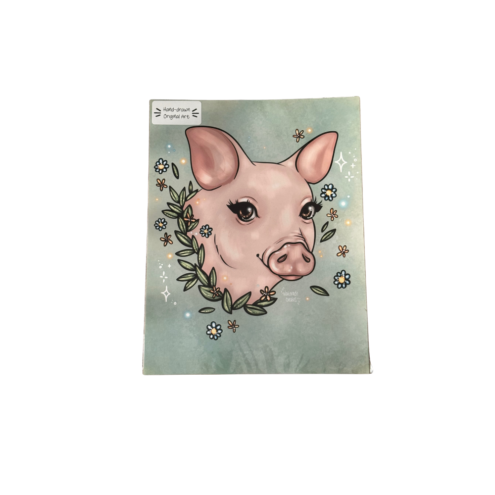 Pig Print 8.5x11 Hand Drawn Original Art