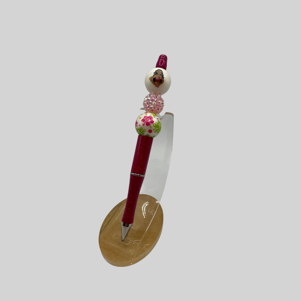Moana Beaded Pen - Includes Plastic Case & Ink Refill