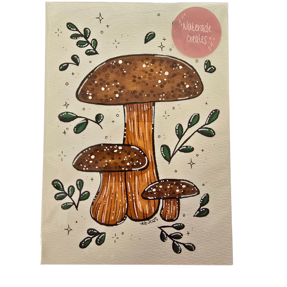Mushrooms 5x7 Hand Drawn Original Art
