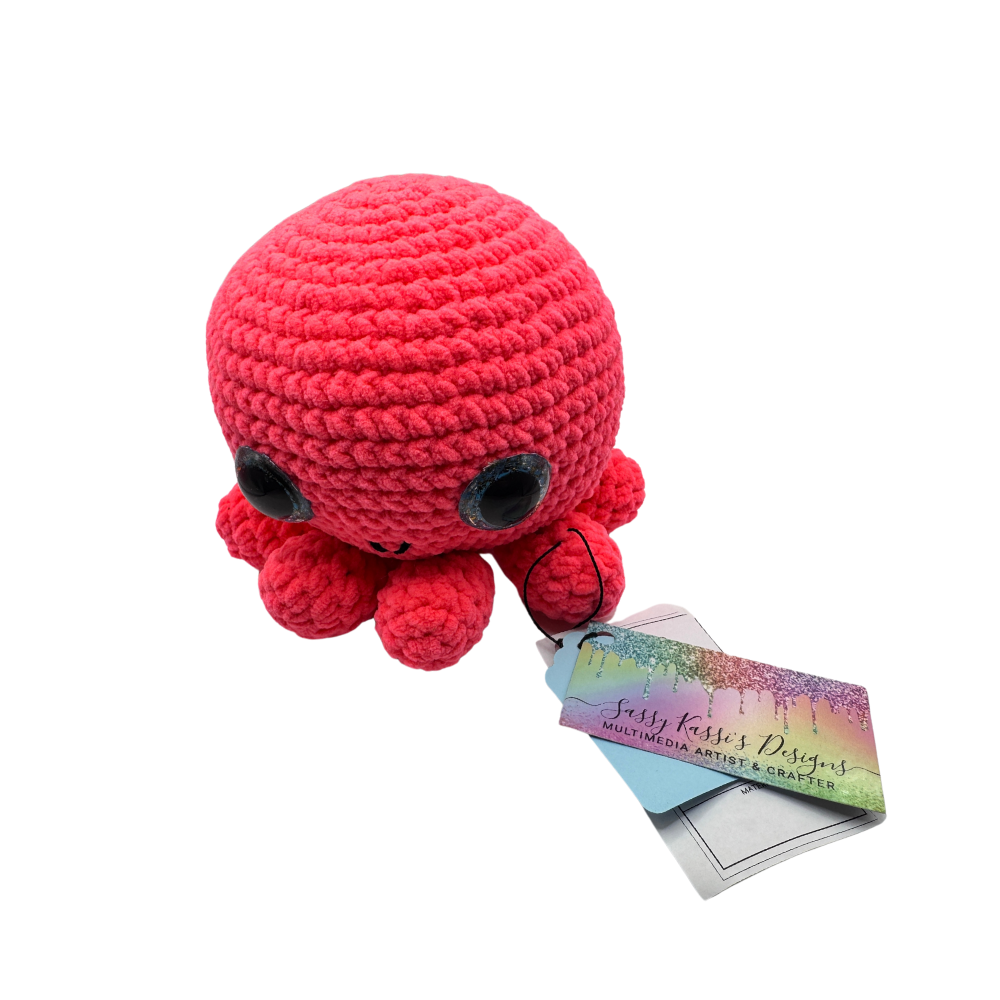Medium Crocheted Octopus Plush | Hot Pink