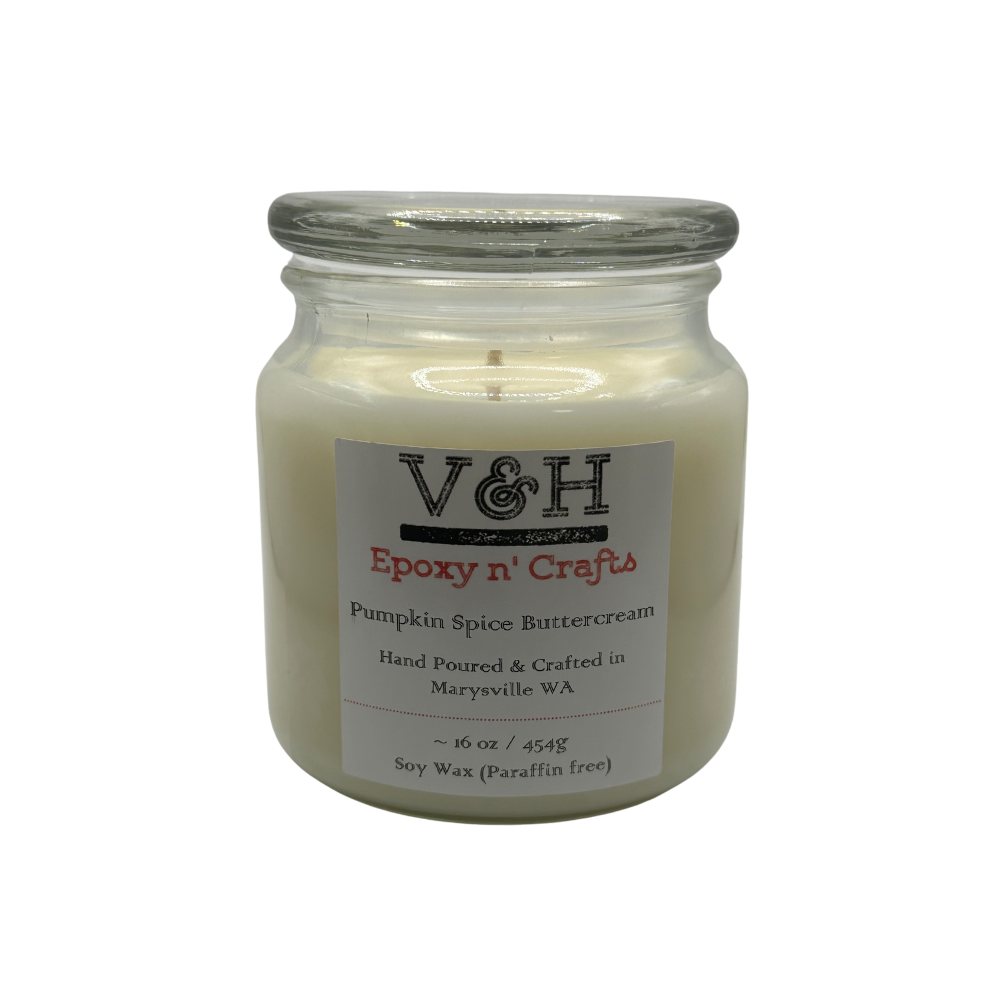 Pumpkin Spice + Buttercream | Premium 17oz Soy Candle | Hand-Poured in Glass