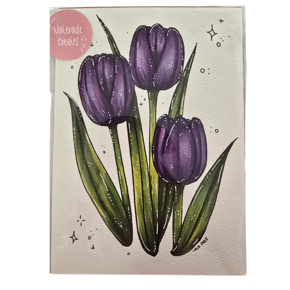 Tulips 5x7 Hand Drawn Original Art