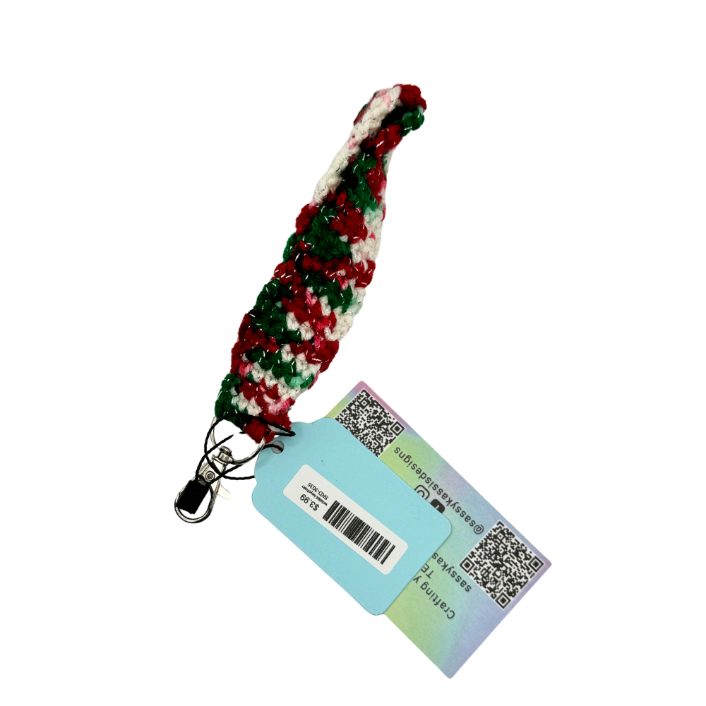 Crocheted Christmas Wristlet Keychain