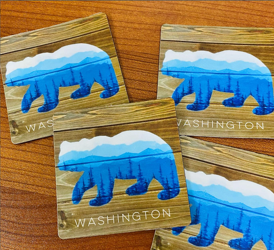 Washington Bear Mountain Landscape 3x3 Magnet - Original Nature Artwork