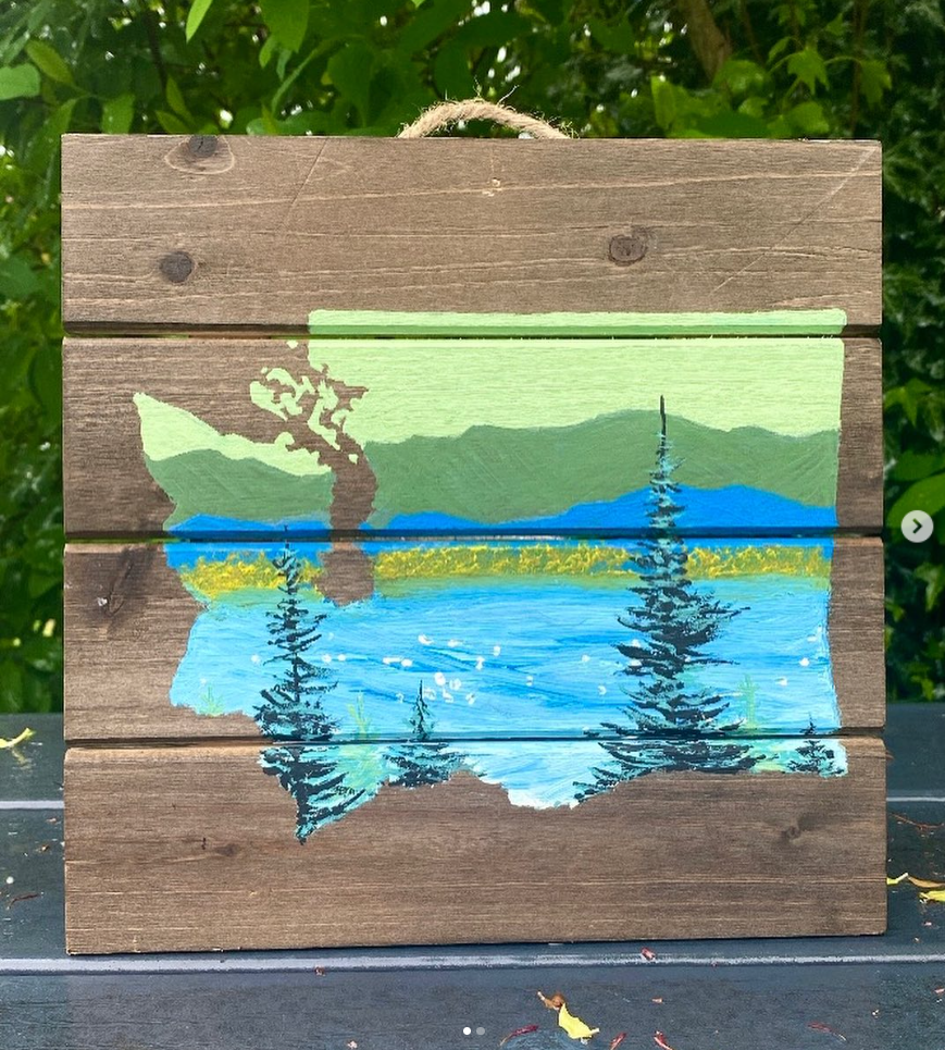 Washington State 10x10 Acrylic Wood Wall Art - Original Artwork by Dany Schwab Art Studio
