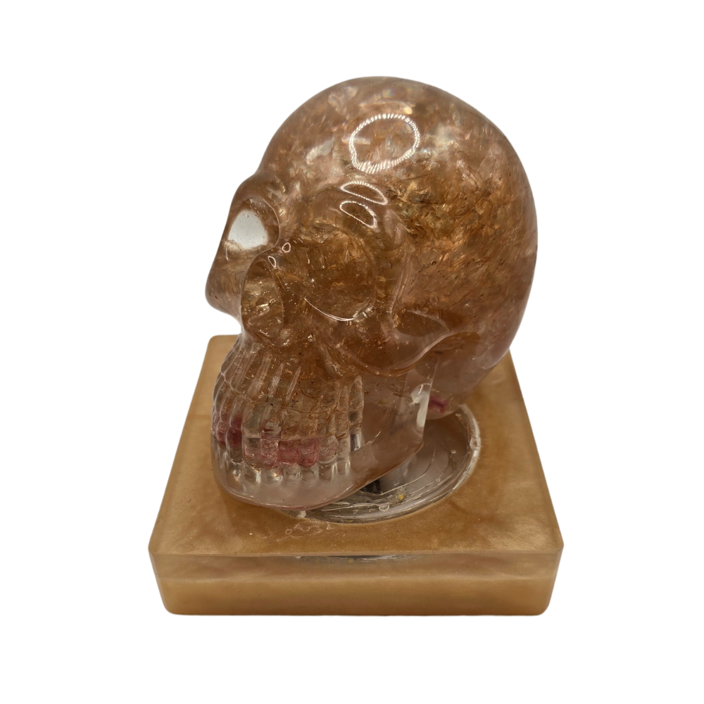Skulls lighted on a stand Gold