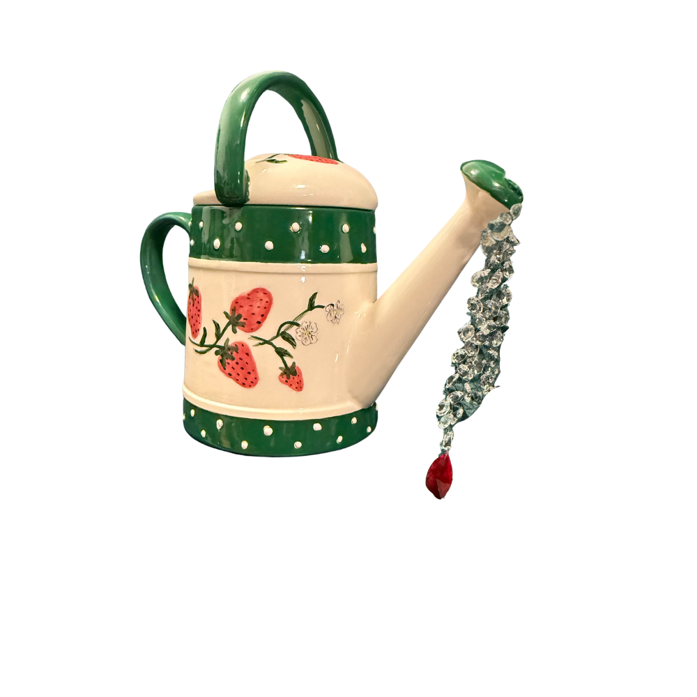 Strawberry Ceramic Watering Can | Small Decorative Art by My Crystal Garden