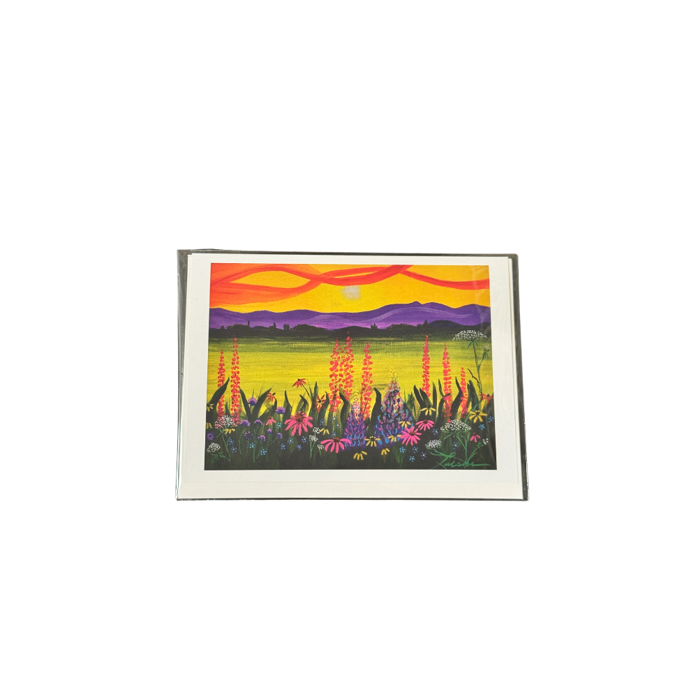 Sunset Meadow Wildflowers Greeting Card