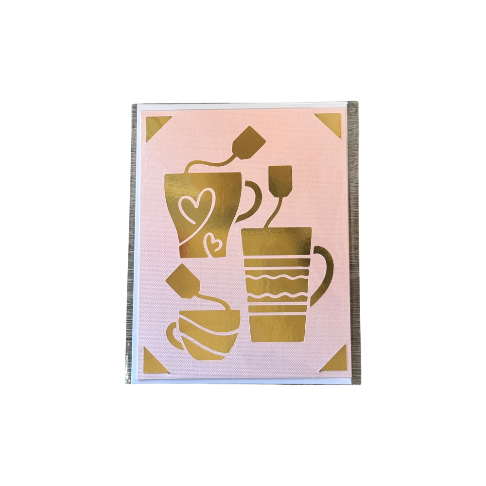 Mugs w/ Tea Bags Greeting Card by All Things Paper