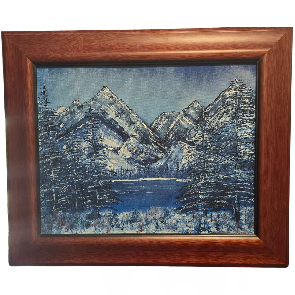 Trees, Lake Mountain Painting Med
