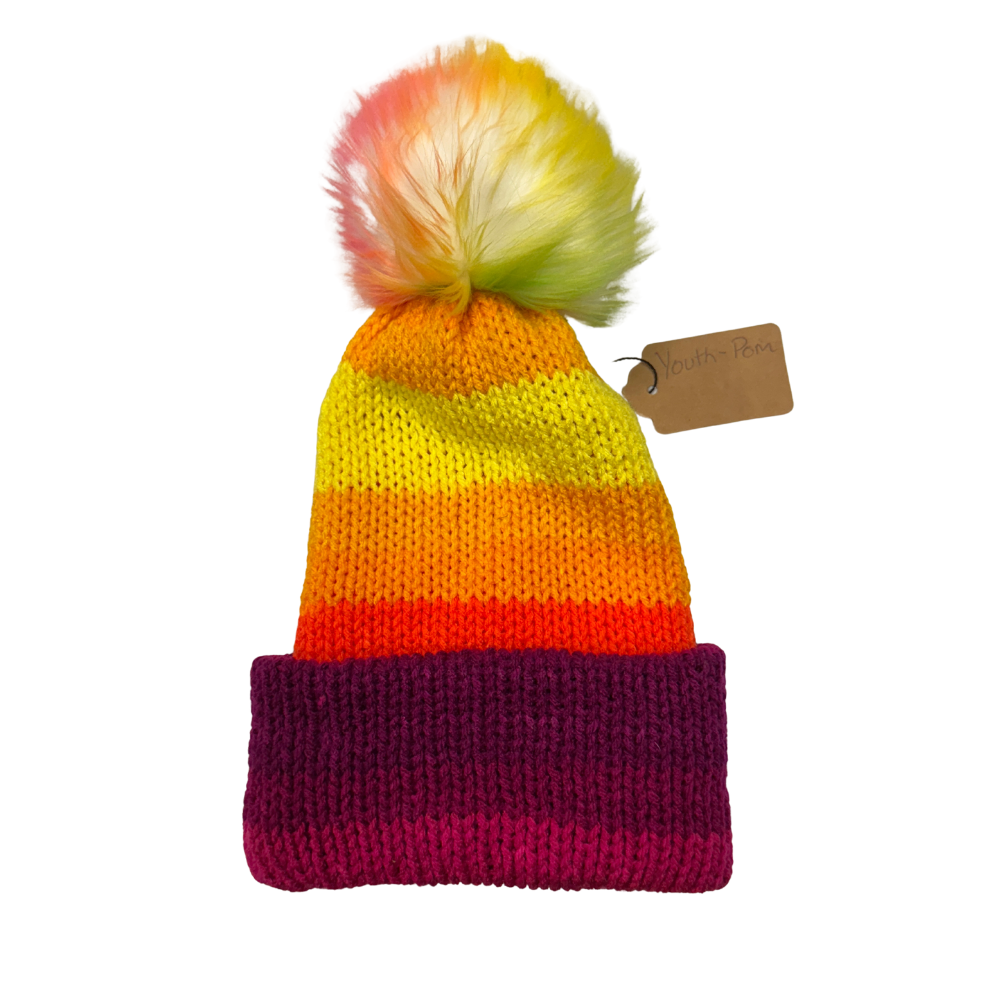 Youth Crocheted Hat with Pom