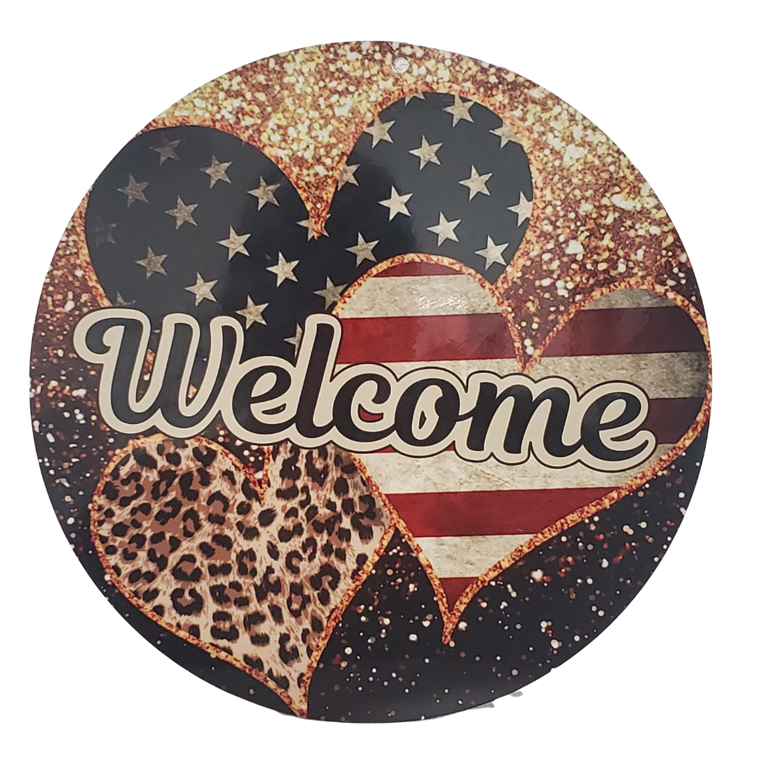 Welcome 8" Circle Metal Sign (Variations)