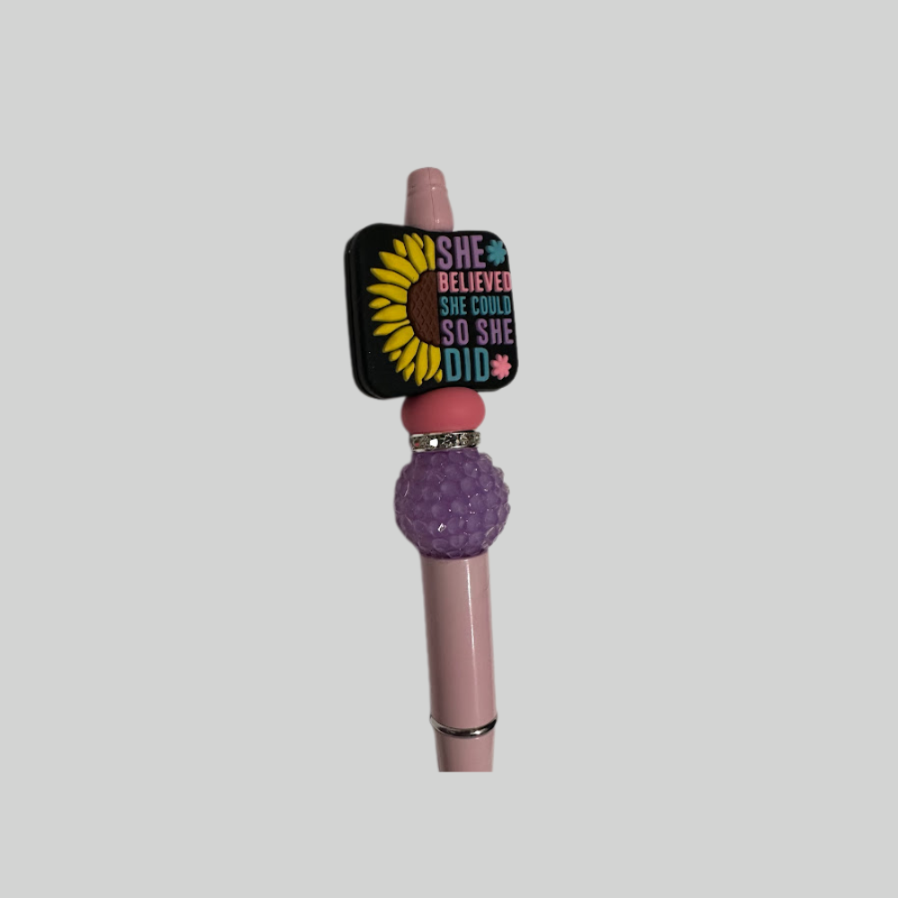 Beaded Pen - She Believed She Could, So She Did