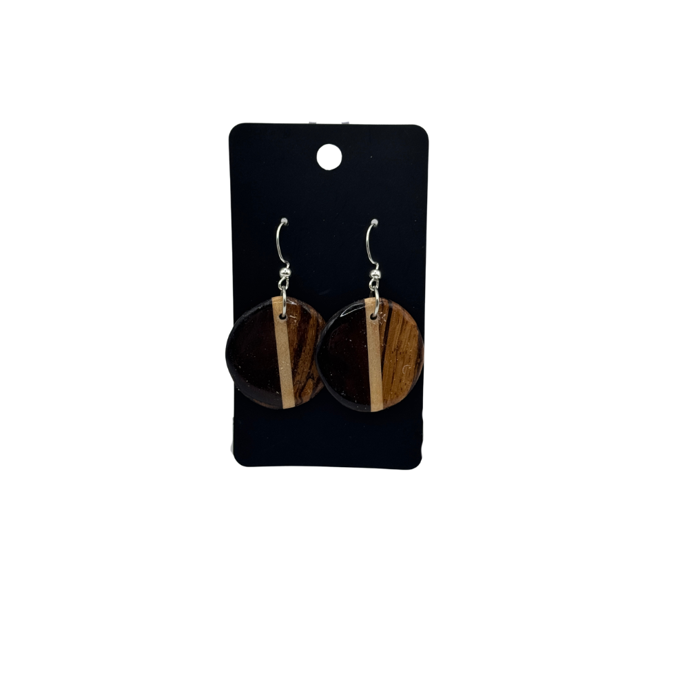 Small Round Wooden Earrings | Handmade Wood Earrings | Multiple Colors