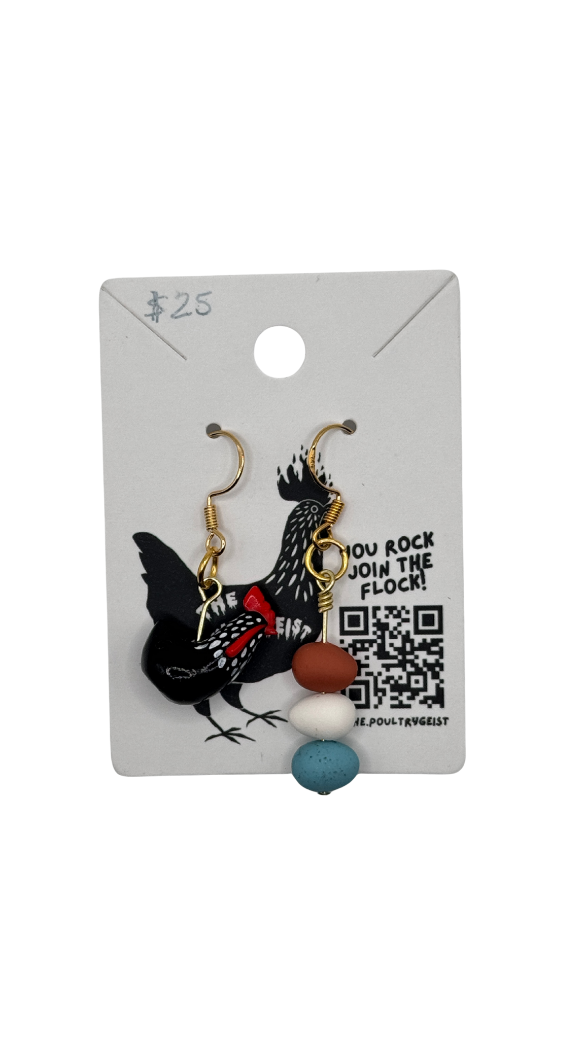 Hand Sculpted Hen & Egg Earrings | Handmade Painted Clay Jewelry | Chicken Lover Gift