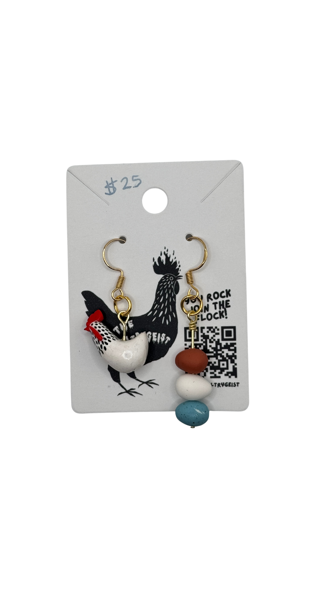 Hand Sculpted Hen & Egg Earrings | Handmade Painted Clay Jewelry | Chicken Lover Gift
