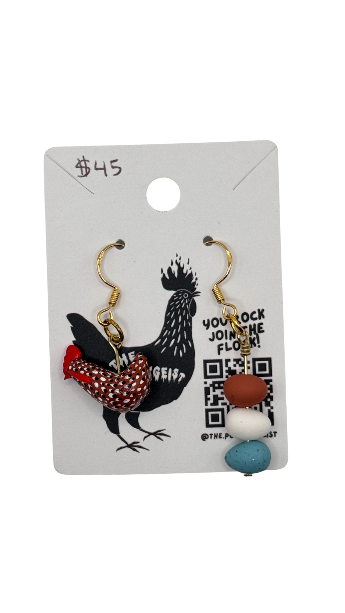 Swedish Flower | Hand Sculpted Hen & Egg Earrings