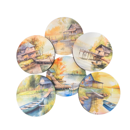 Lake Themed Coaster Set - 6 Pack