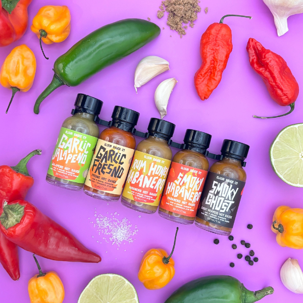 Elixir Sauce Co Mini Bottle "Hot Sauce Flight" Gift Box