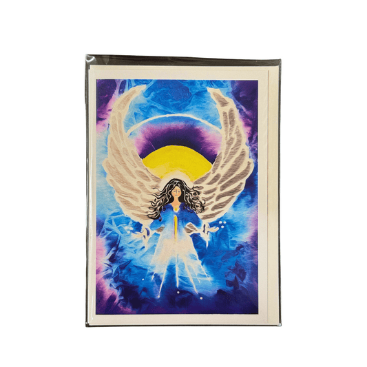 Blue/White Dress Angel Greeting Card