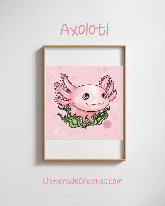 Axolotl Print 4x6 Hand Drawn Original Art