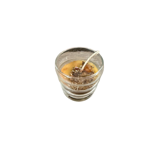 Beeswax Herbal Candle w/ Gemstone Crystals