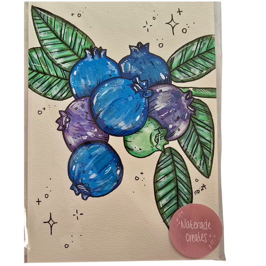 Blueberries 5x7 Hand Drawn Original Art