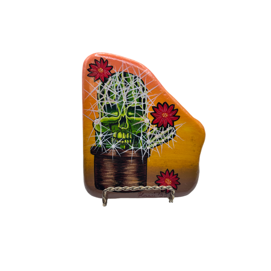 Skull Cactus Painted Rock